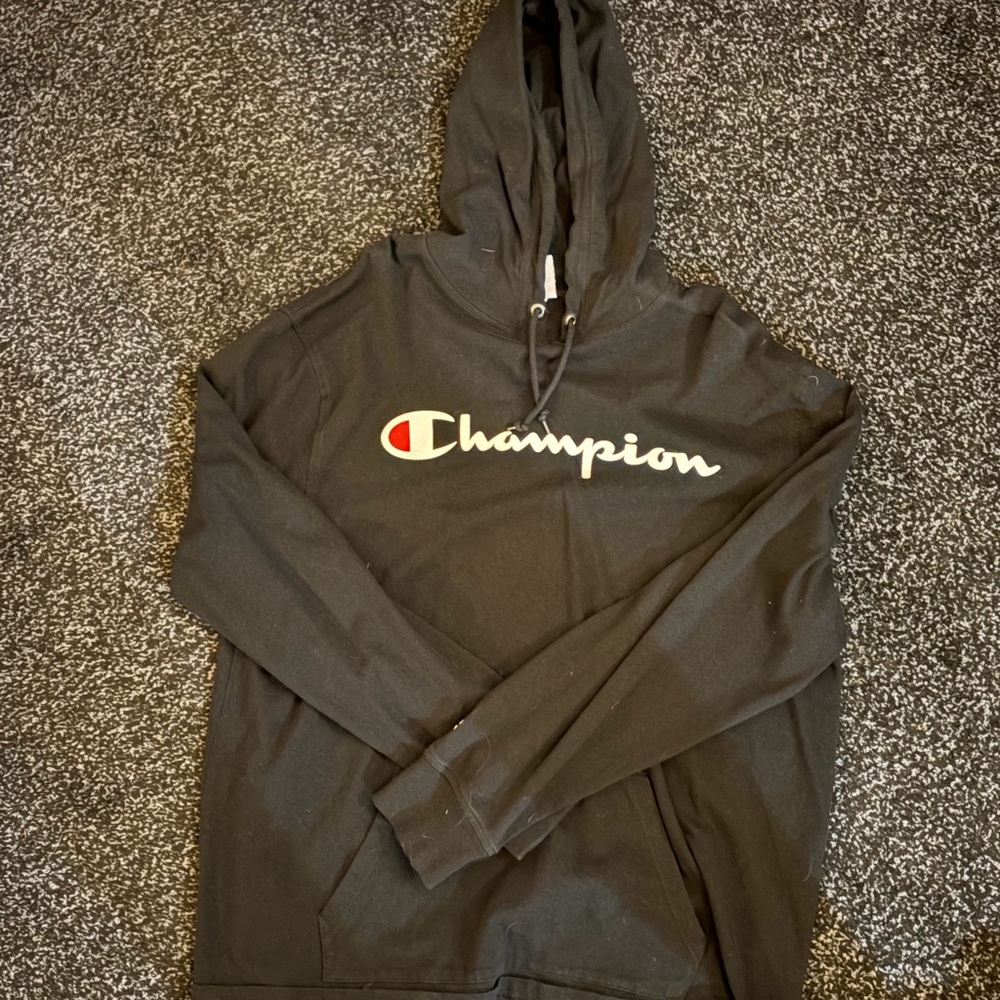 Champion Black Jersey Material Hoodie
